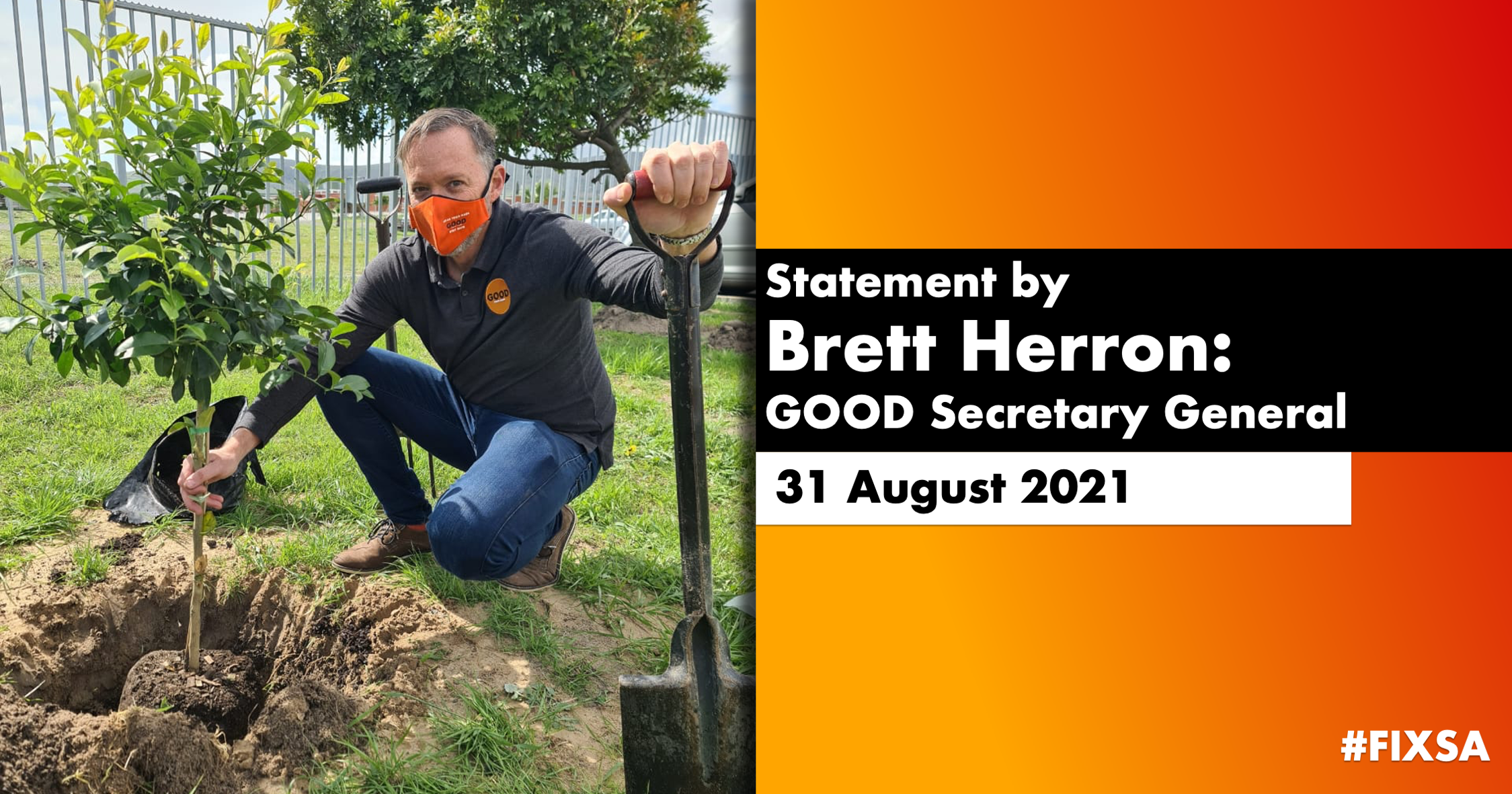 Read more about the article Brett Herron springs in to action and replaces healthcare workers’ lemon tree